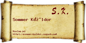 Sommer Káldor névjegykártya